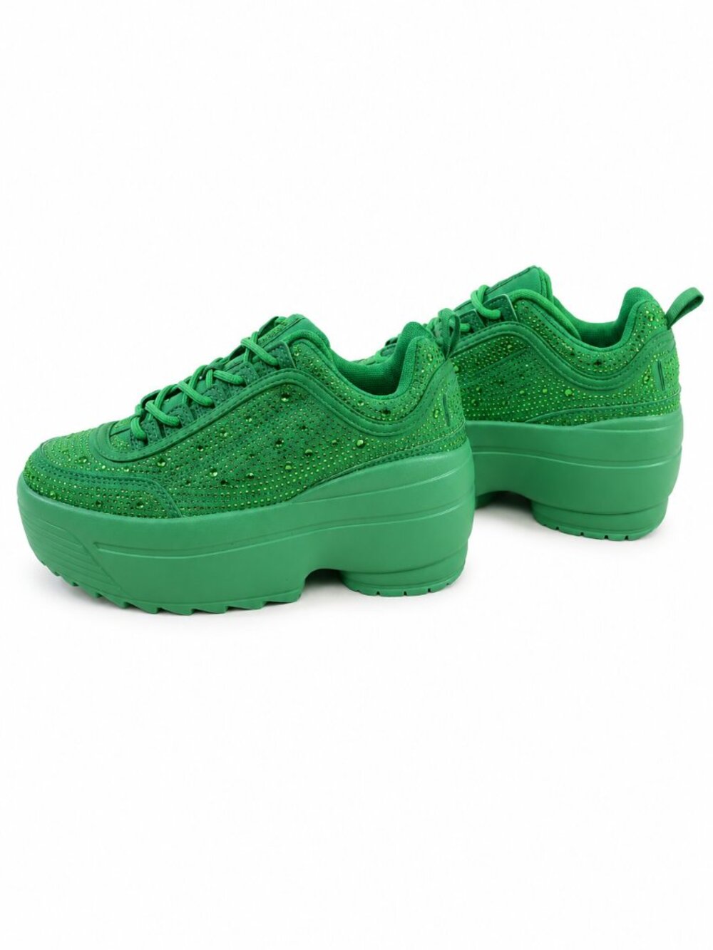 NIB Ultra Cush Kelly Green Rhinestone Platform Sneakers